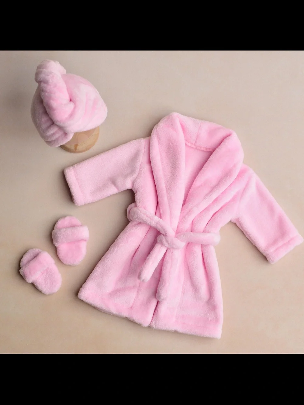 Newborn Plush Robe with Head Piece & Slippers